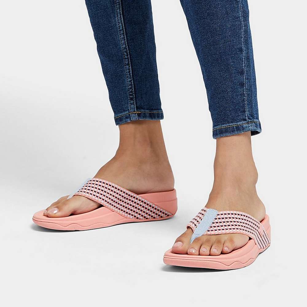 Pink Women's Fitflop SURFA Webbing Toe-Post Sandals | XY8460329