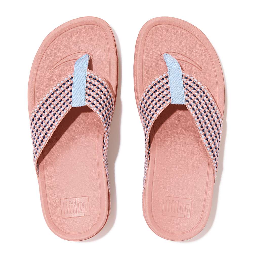 Pink Women's Fitflop SURFA Webbing Toe-Post Sandals | XY8460329