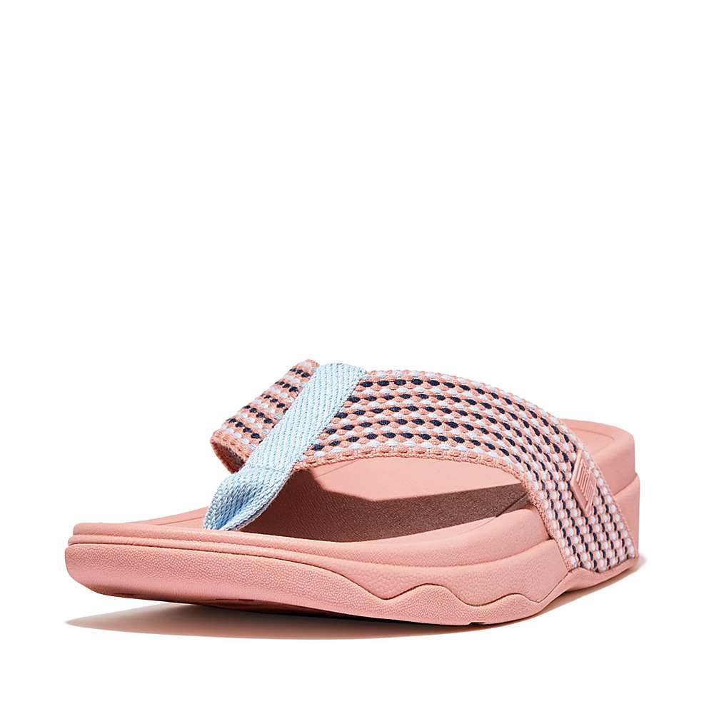 Pink Women's Fitflop SURFA Webbing Toe-Post Sandals | XY8460329