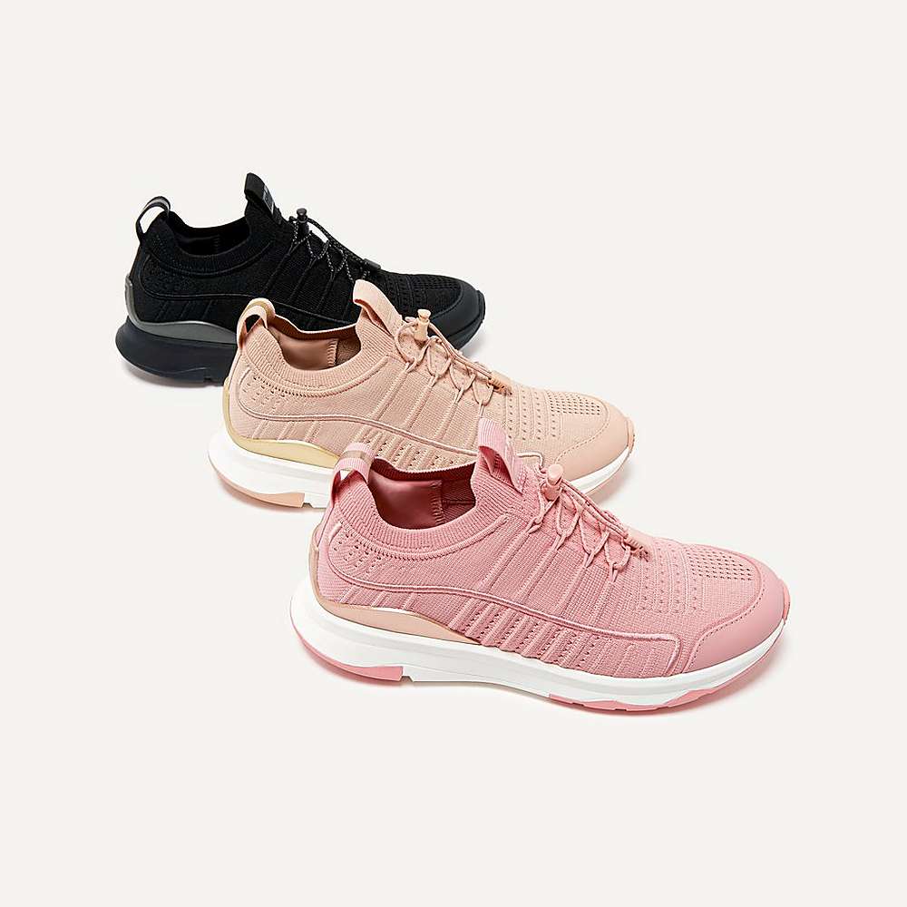 Pink Women's Fitflop VITAMIN FF Metal-Pop Knit Sports Sneakers | LV3761589