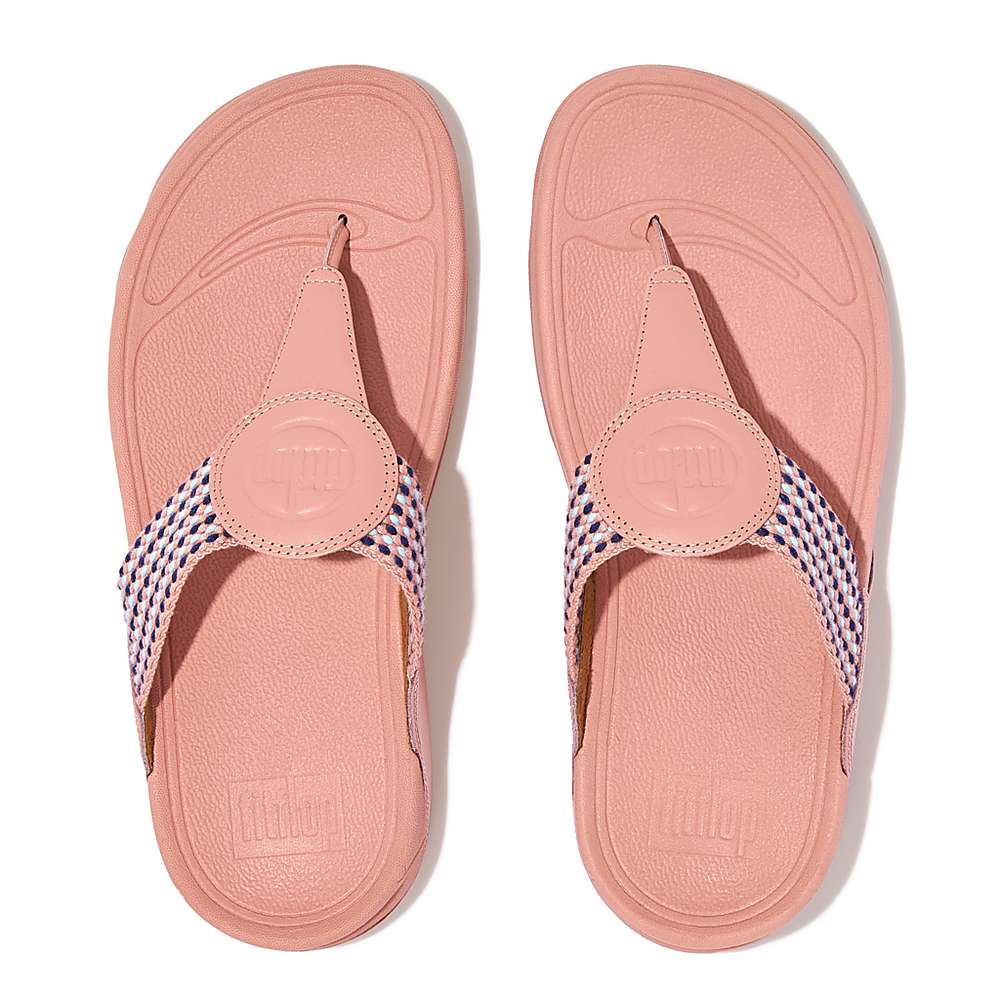 Pink Women's Fitflop WALKSTAR Finestripe Toe-Post Sandals | OT9846273