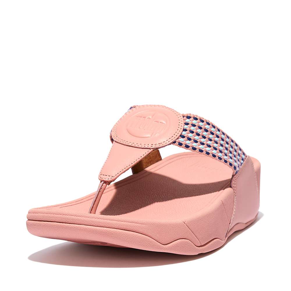 Pink Women's Fitflop WALKSTAR Finestripe Toe-Post Sandals | OT9846273