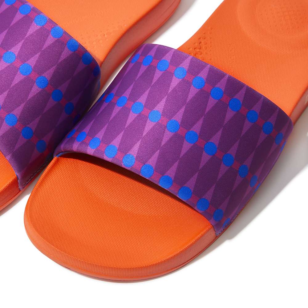 Purple/Blue Men's Fitflop IQUSHION X Yinka Ilori Water-Resistant Slides | BU0687123