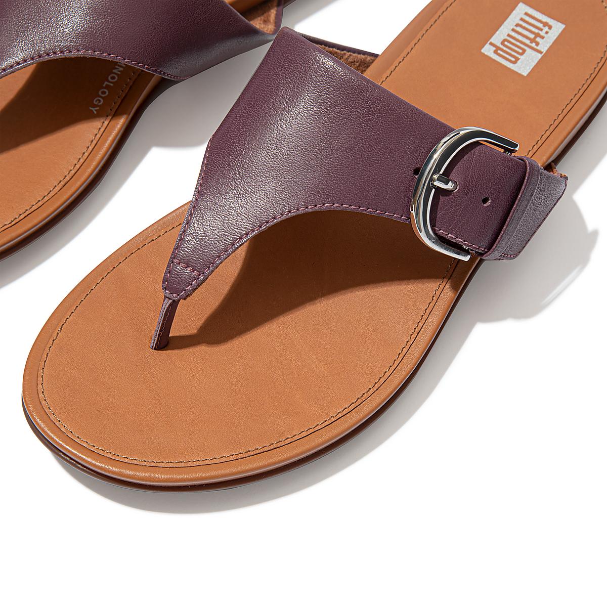 Purple Women's Fitflop GRACIE Buckle Leather Toe-Post Sandals | VA2510374