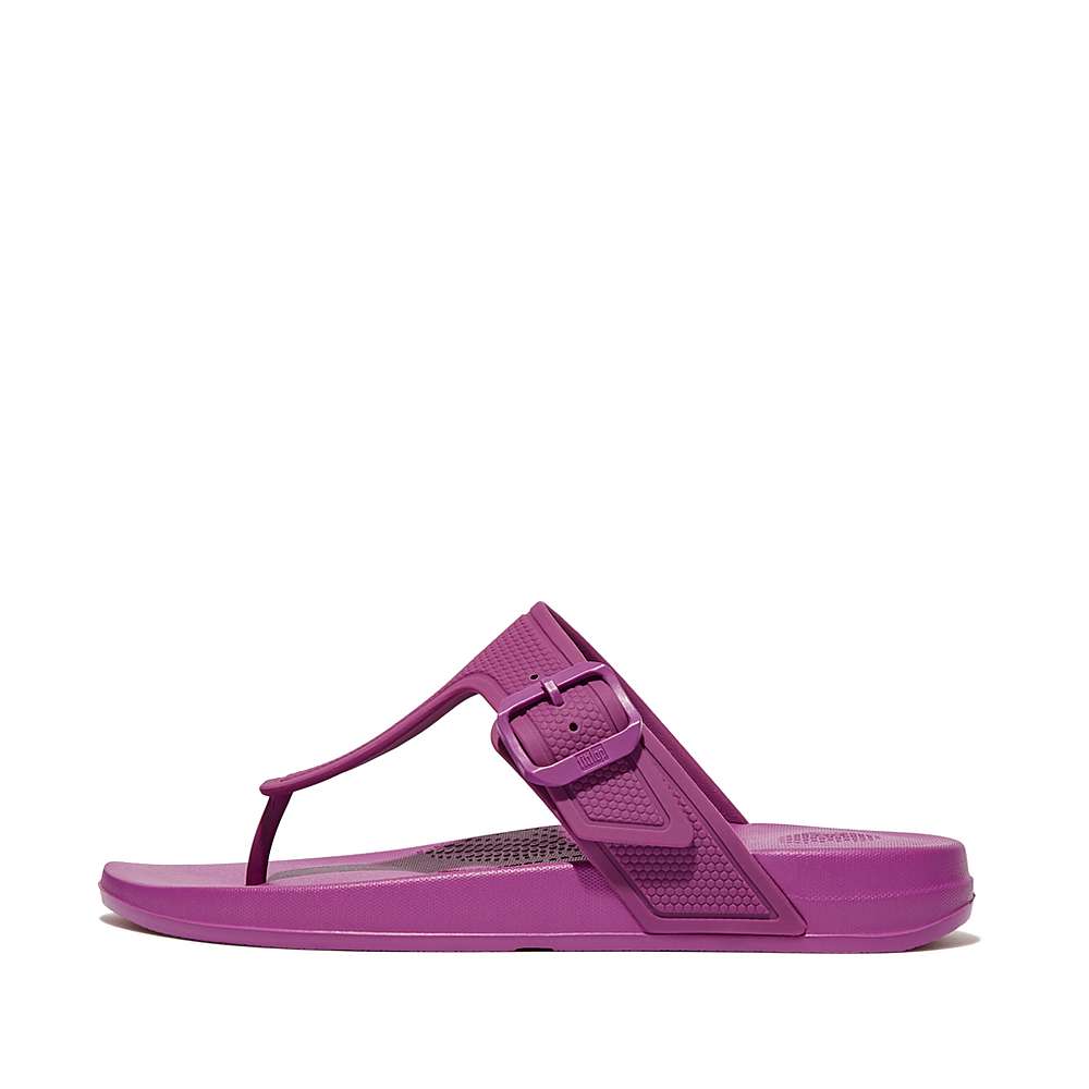 Purple Women\'s Fitflop IQUSHION Adjustable Buckle Flip Flops | LC5364298