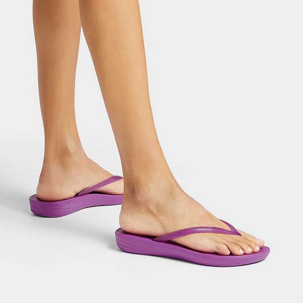 Purple Women's Fitflop IQUSHION Transparent Flip Flops | FQ3921047