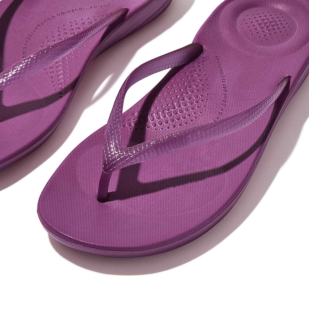 Purple Women's Fitflop IQUSHION Transparent Flip Flops | FQ3921047