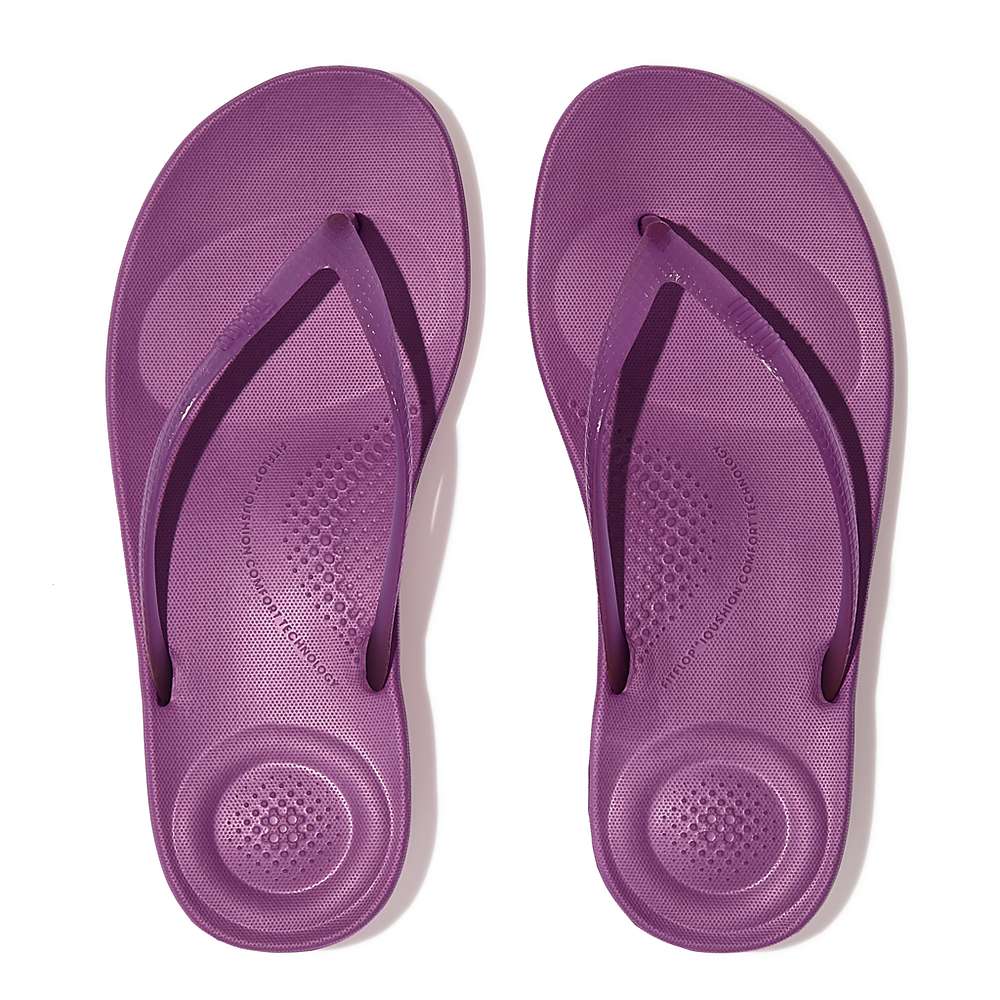 Purple Women's Fitflop IQUSHION Transparent Flip Flops | FQ3921047