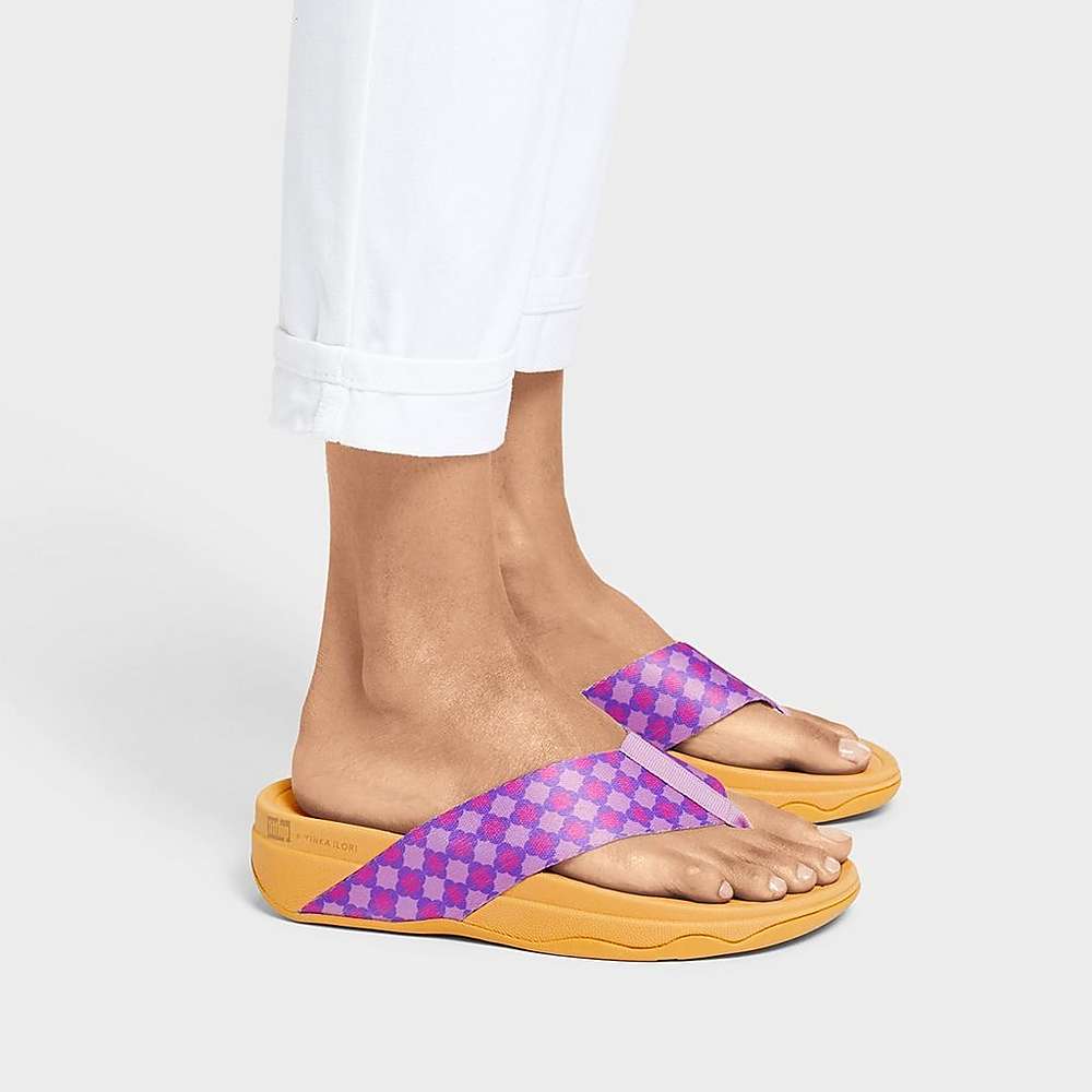 Purple Women's Fitflop SURFA X Yinka Ilori Toe-Post Sandals | UX4079128