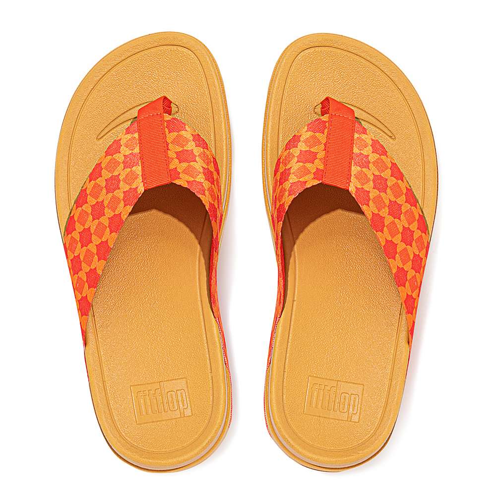 Red/Orange Women's Fitflop SURFA X Yinka Ilori Toe-Post Sandals | KP7196834