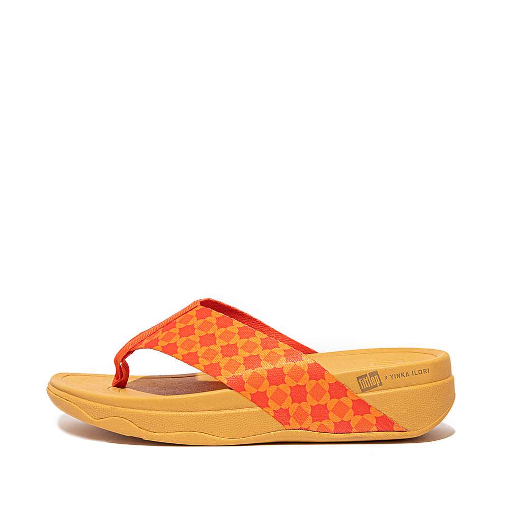 Red/Orange Women\'s Fitflop SURFA X Yinka Ilori Toe-Post Sandals | KP7196834