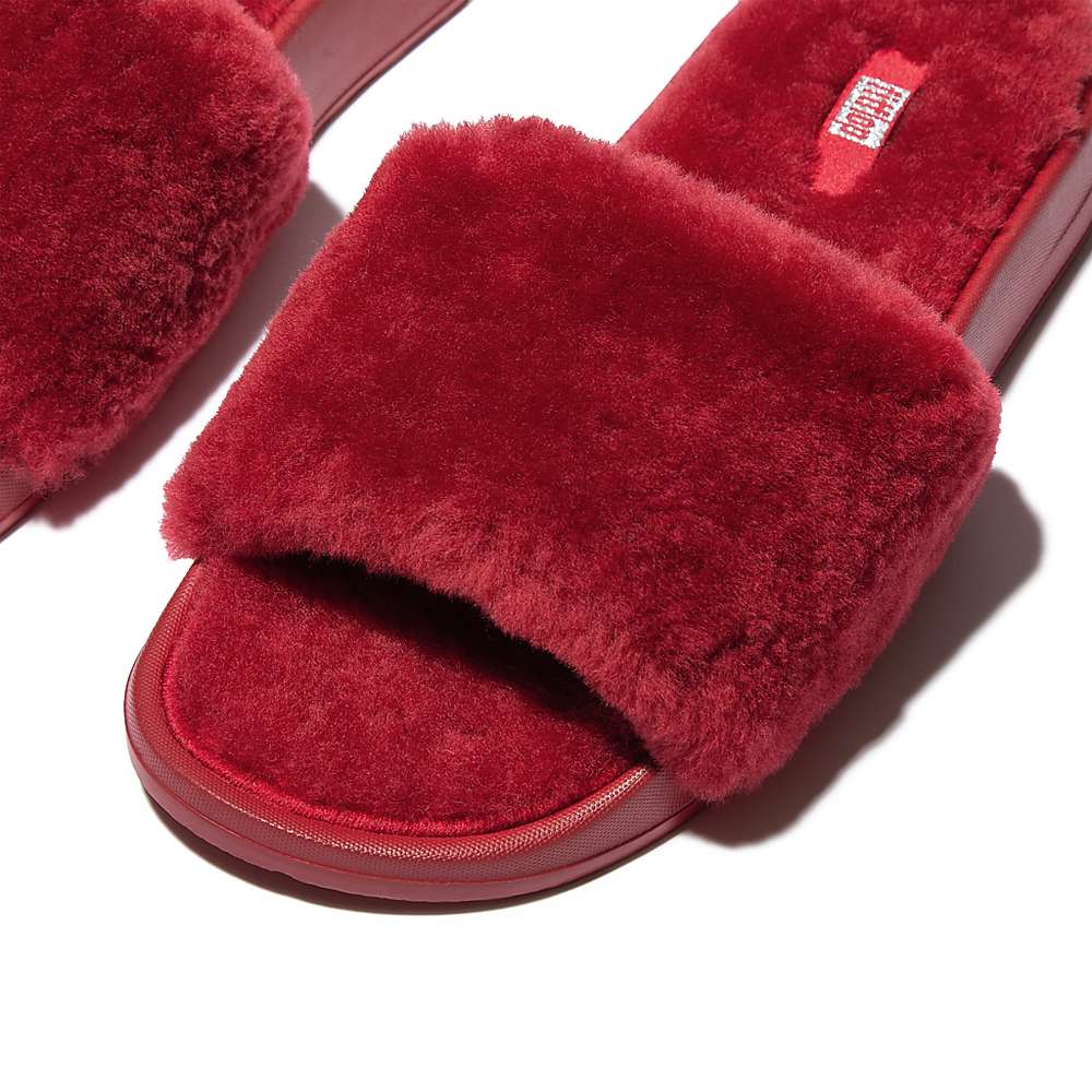 Red Women's Fitflop IQUSHION Shearling Slippers | TD0837162