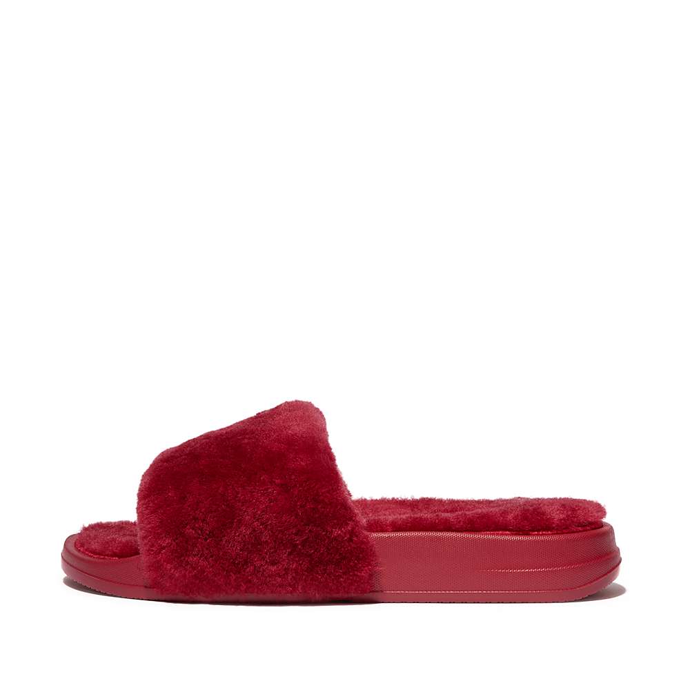 Red Women\'s Fitflop IQUSHION Shearling Slippers | TD0837162