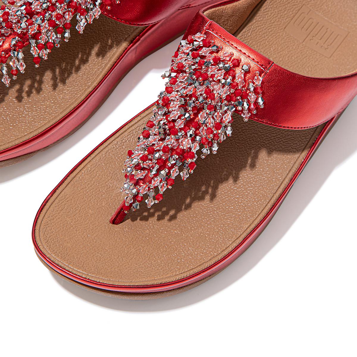 Red Women's Fitflop RUMBA Beaded Toe-Post Sandals | GF5489162