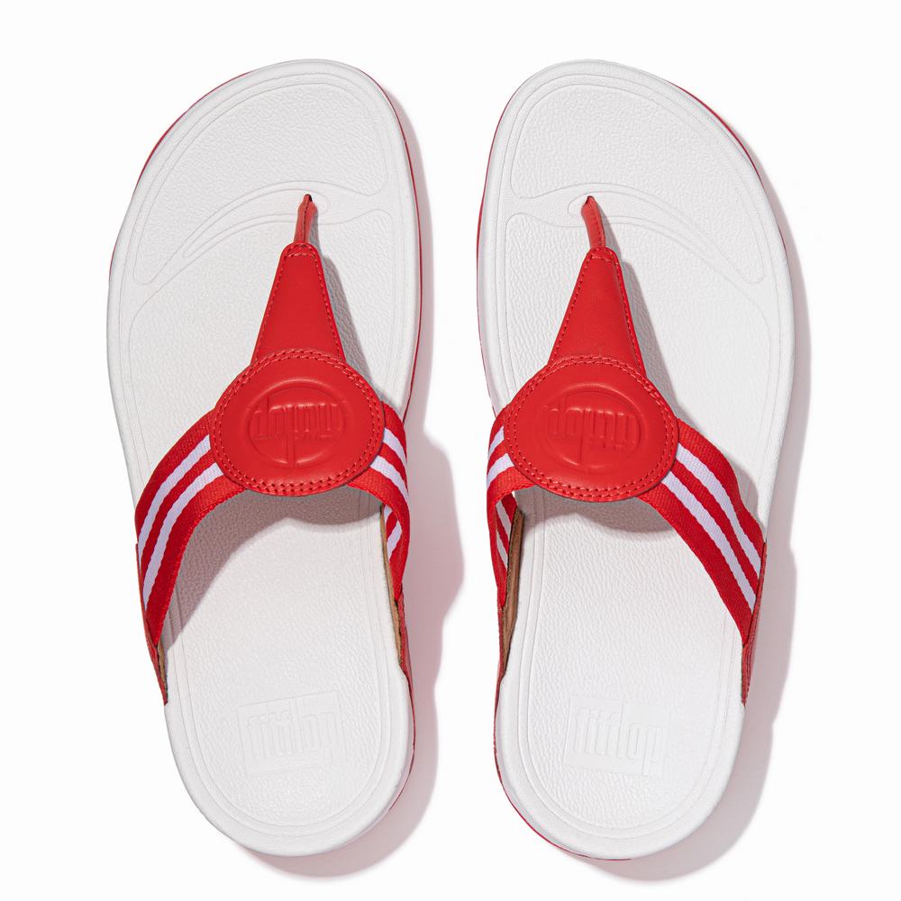 Red Women's Fitflop WALKSTAR Webbing Toe-Post Sandals | GL1390862