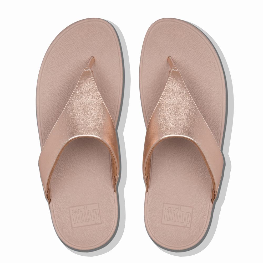 Rose Gold Women's Fitflop LULU Leather Toe-Post Sandals | JP3784590