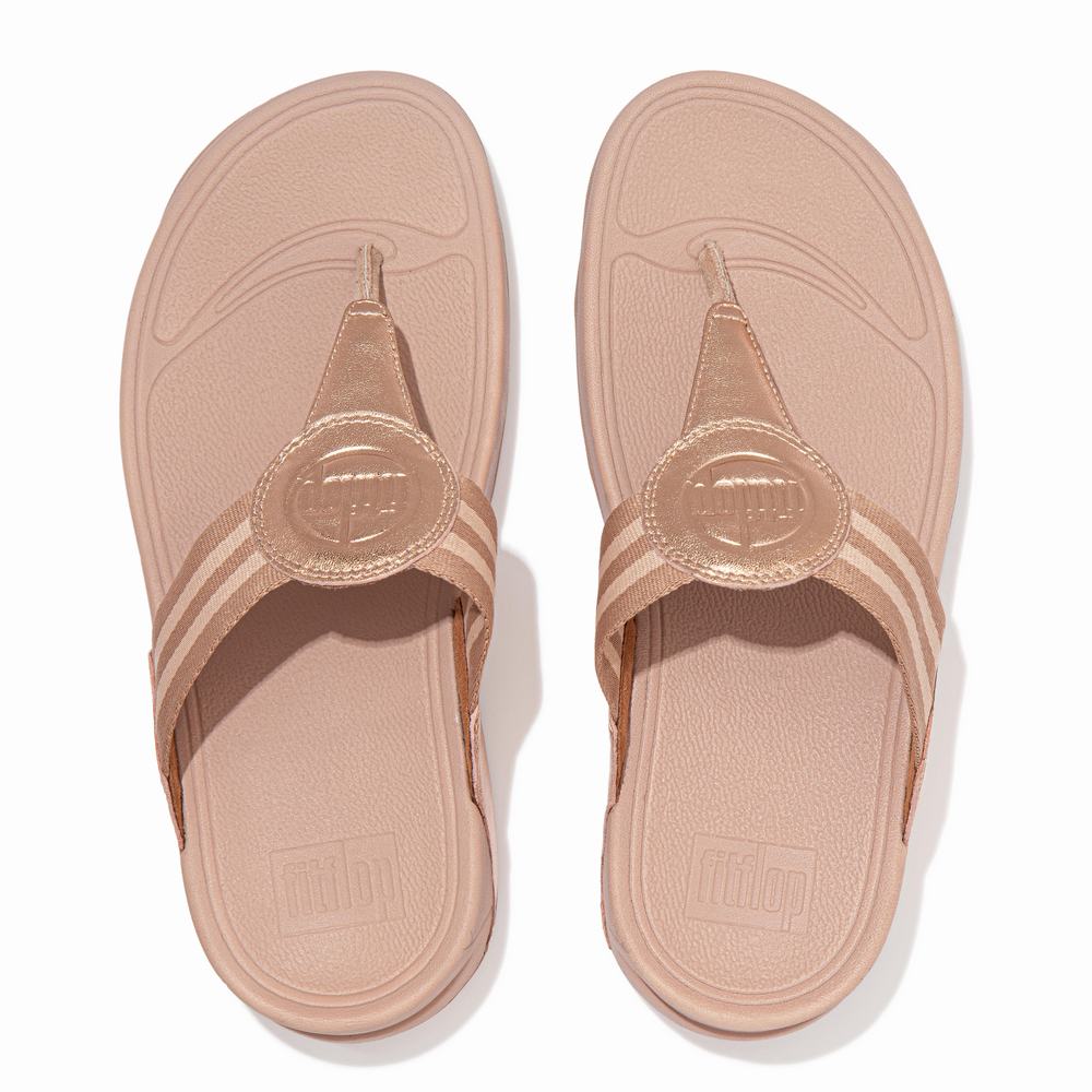 Rose Gold Women's Fitflop WALKSTAR Webbing Toe-Post Sandals | TM8516039