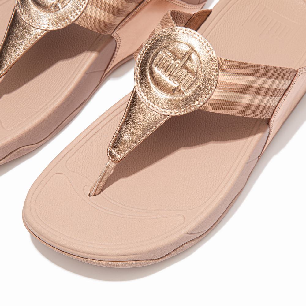 Rose Gold Women's Fitflop WALKSTAR Webbing Toe-Post Sandals | TM8516039