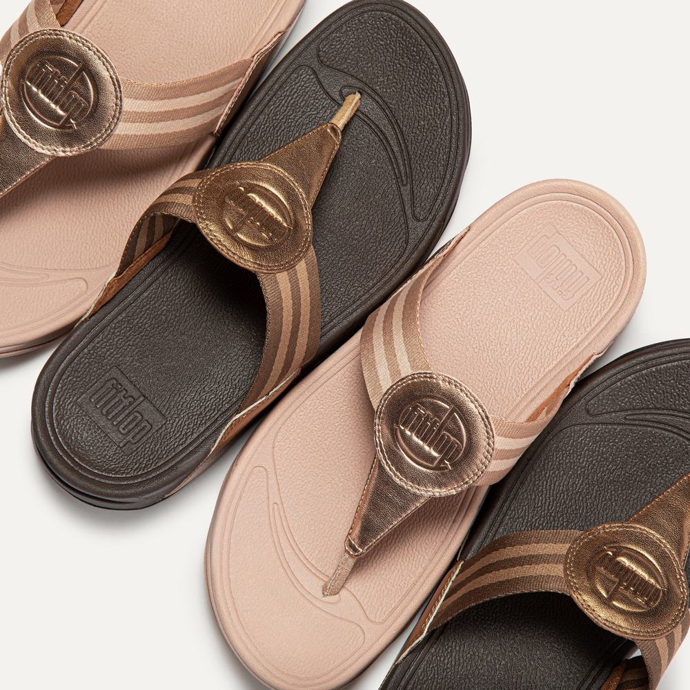 Rose Gold Women's Fitflop WALKSTAR Webbing Toe-Post Sandals | TM8516039