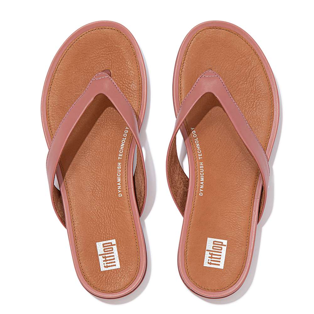 Rose Women's Fitflop GRACIE Wider-Fit Leather Flip Flops | SY2789034