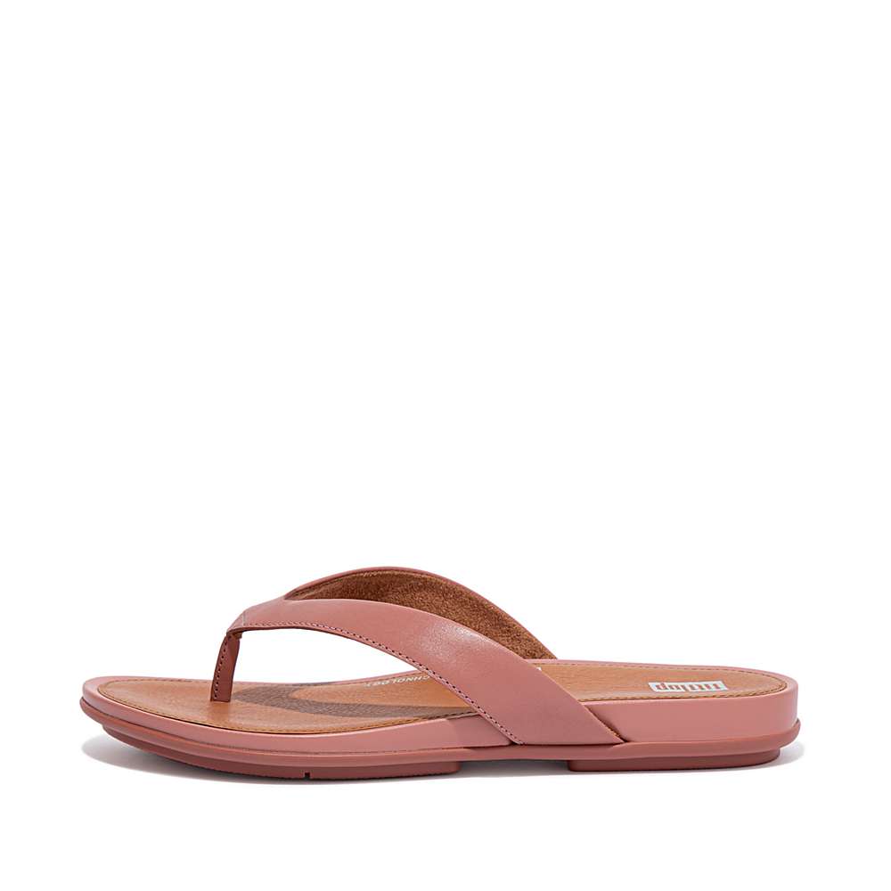 Rose Women\'s Fitflop GRACIE Wider-Fit Leather Flip Flops | SY2789034