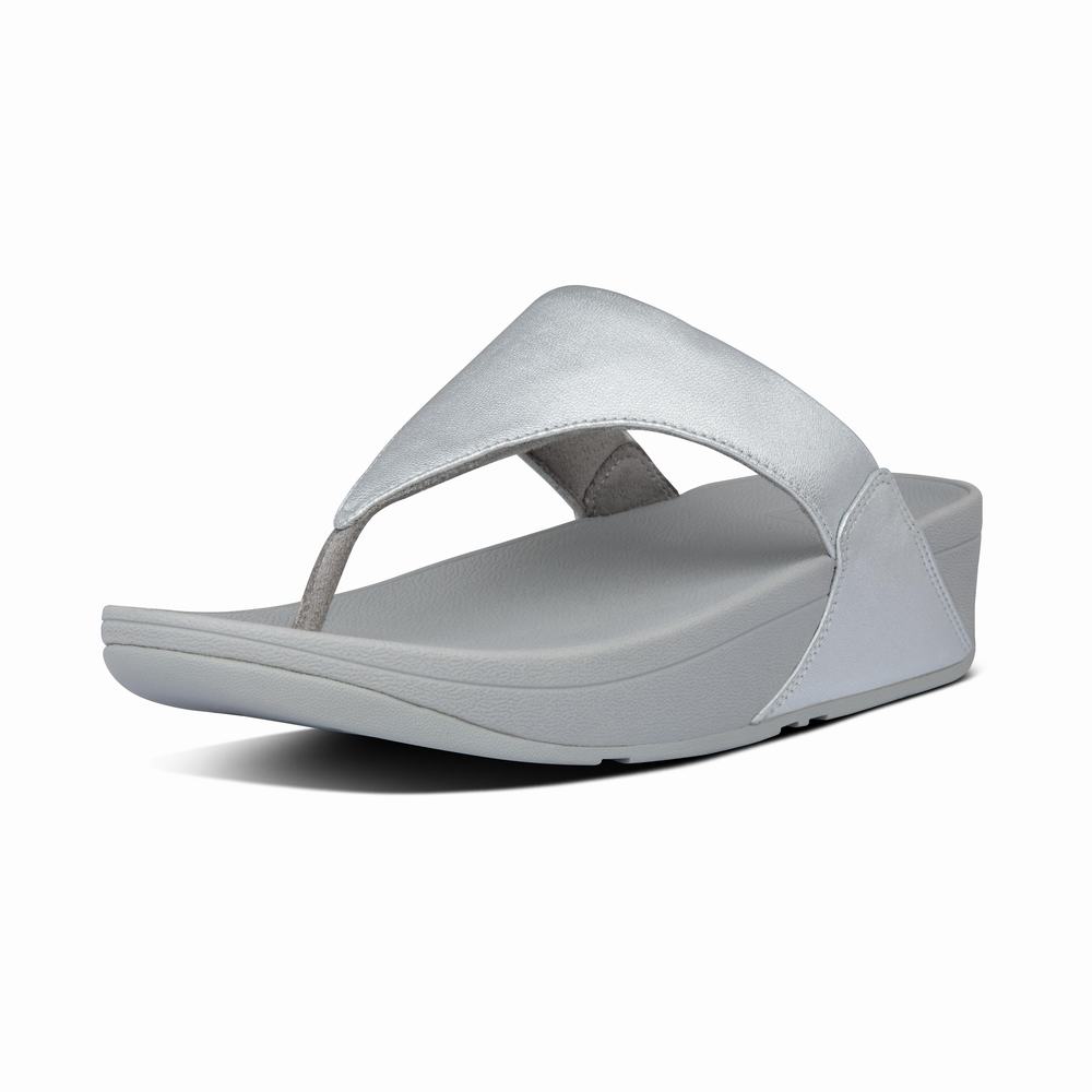 Silver Women's Fitflop LULU Leather Toe-Post Sandals | JP0957413