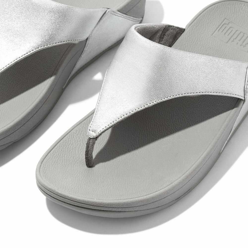 Silver Women's Fitflop LULU Leather Toe-Post Sandals | JP0957413