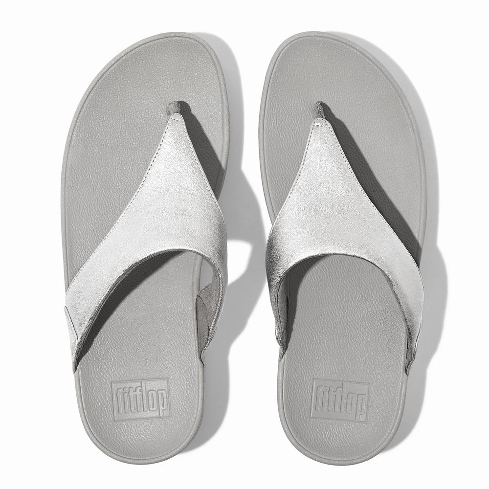 Silver Women's Fitflop LULU Leather Toe-Post Sandals | JP0957413