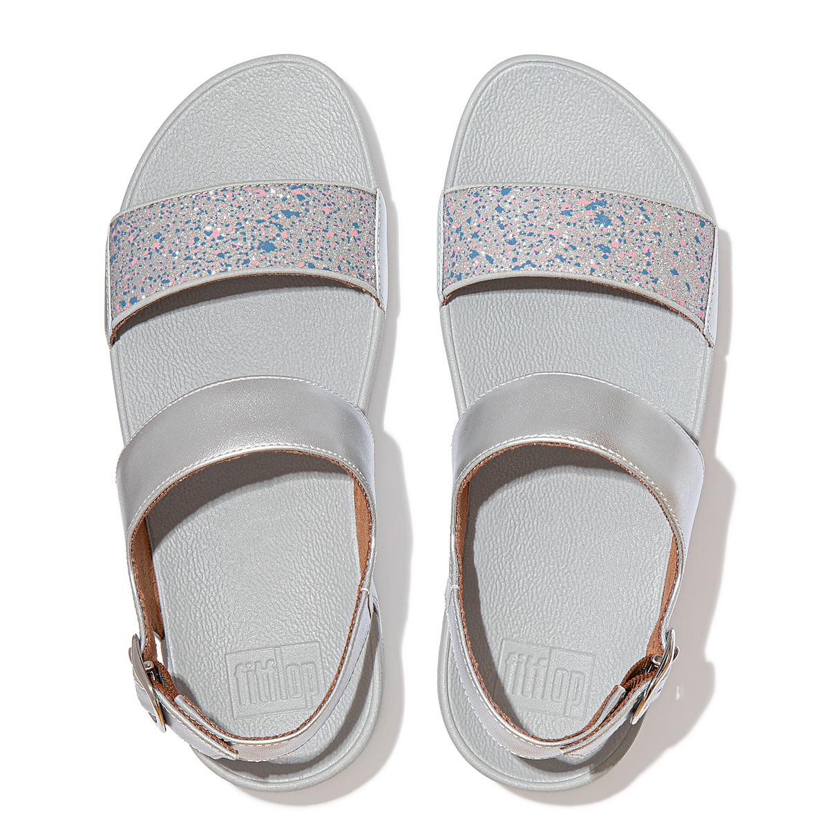 Silver Women's Fitflop LULU Shimmer Back-Strap Sandals | IY4683502