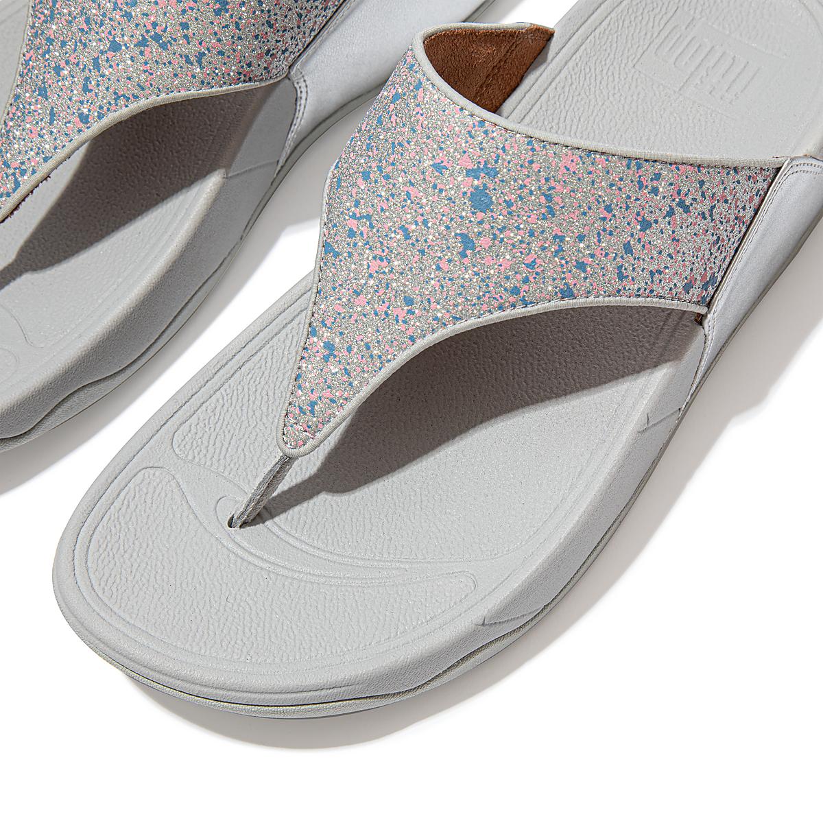 Silver Women's Fitflop LULU Shimmer Toe-Post Sandals | CQ1804963