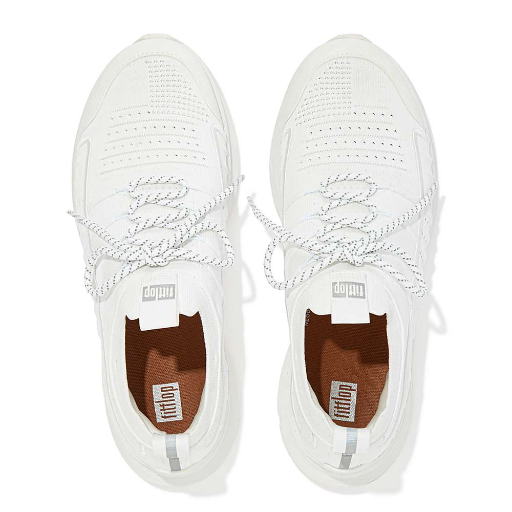 White Men's Fitflop VITAMIN FF Knit Sports Sneakers | WI7890315