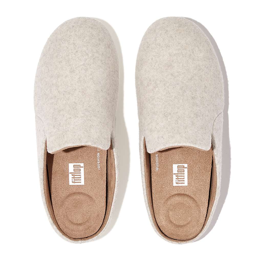 White Women's Fitflop CHRISSIE II Haus Felt Slippers | ET0195487