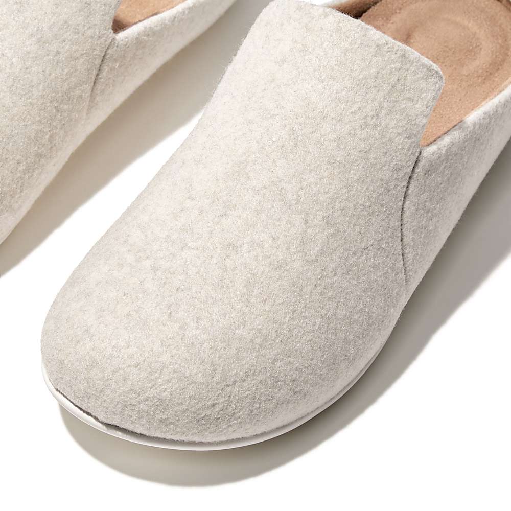 White Women's Fitflop CHRISSIE II Haus Felt Slippers | ET0195487