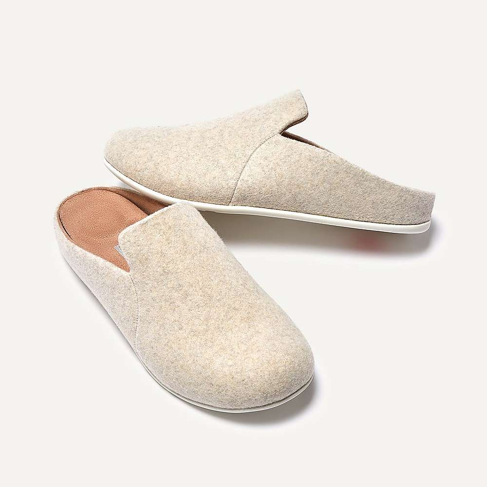 White Women's Fitflop CHRISSIE II Haus Felt Slippers | ET0195487