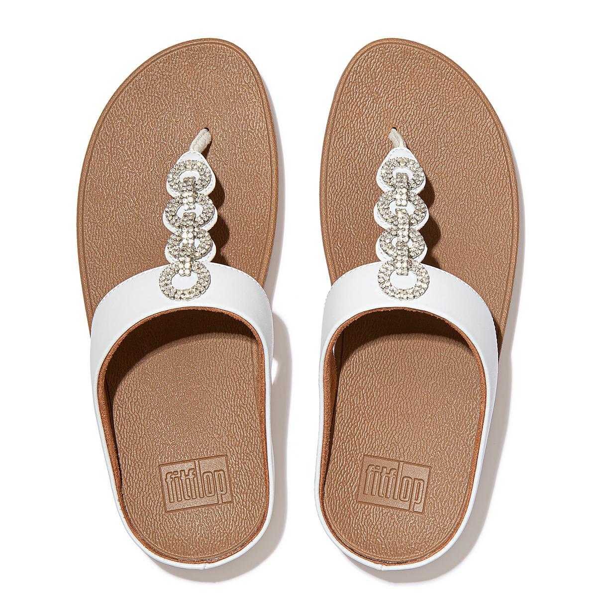 White Women's Fitflop FINO Sparkle Toe-Post Sandals | AU9314065