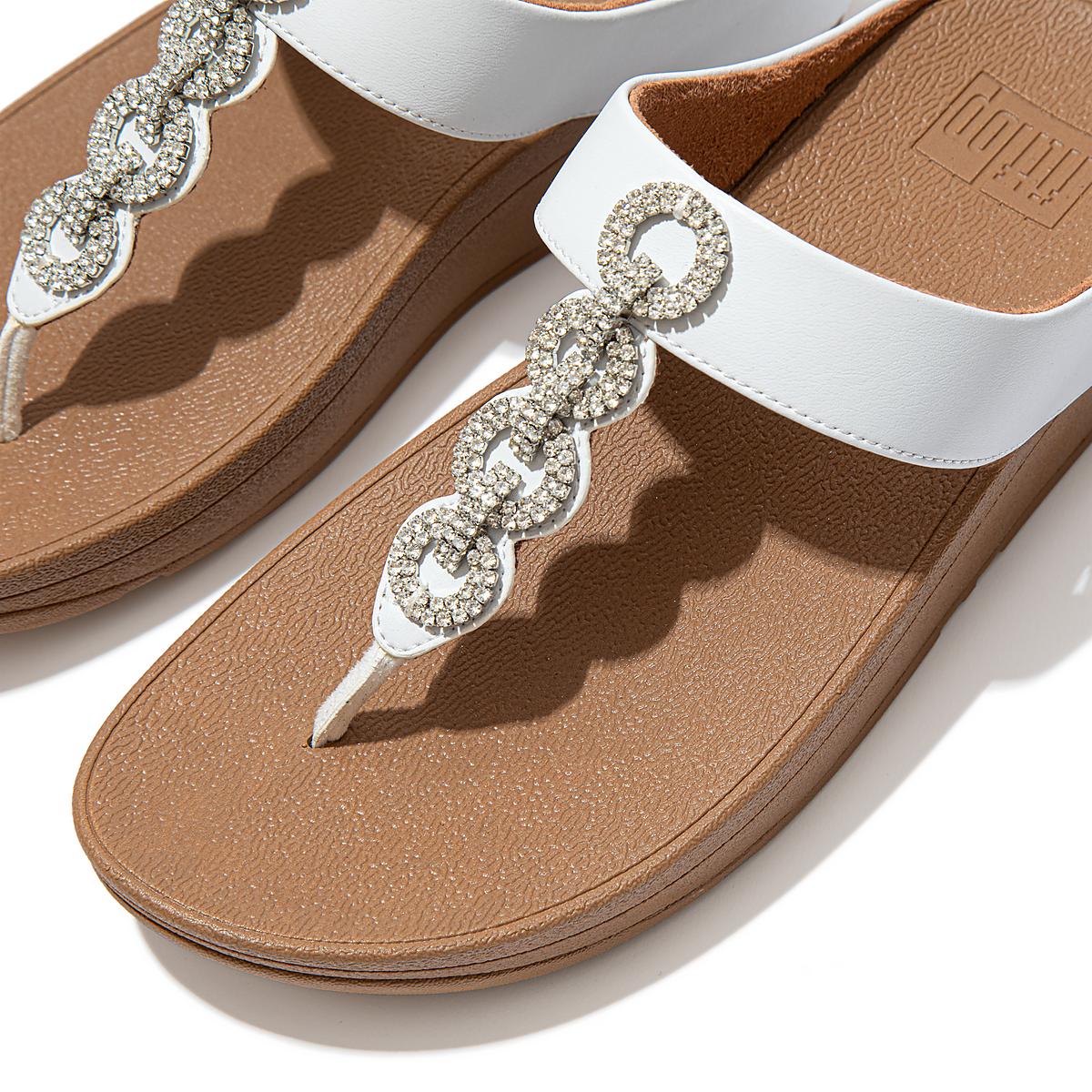 White Women's Fitflop FINO Sparkle Toe-Post Sandals | AU9314065