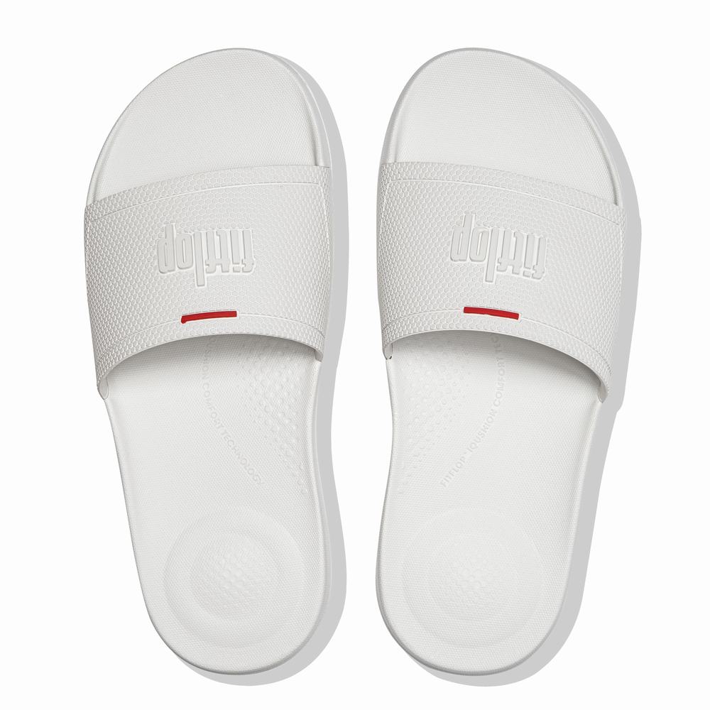 White Women's Fitflop IQUSHION Pool Slides | VI5706289