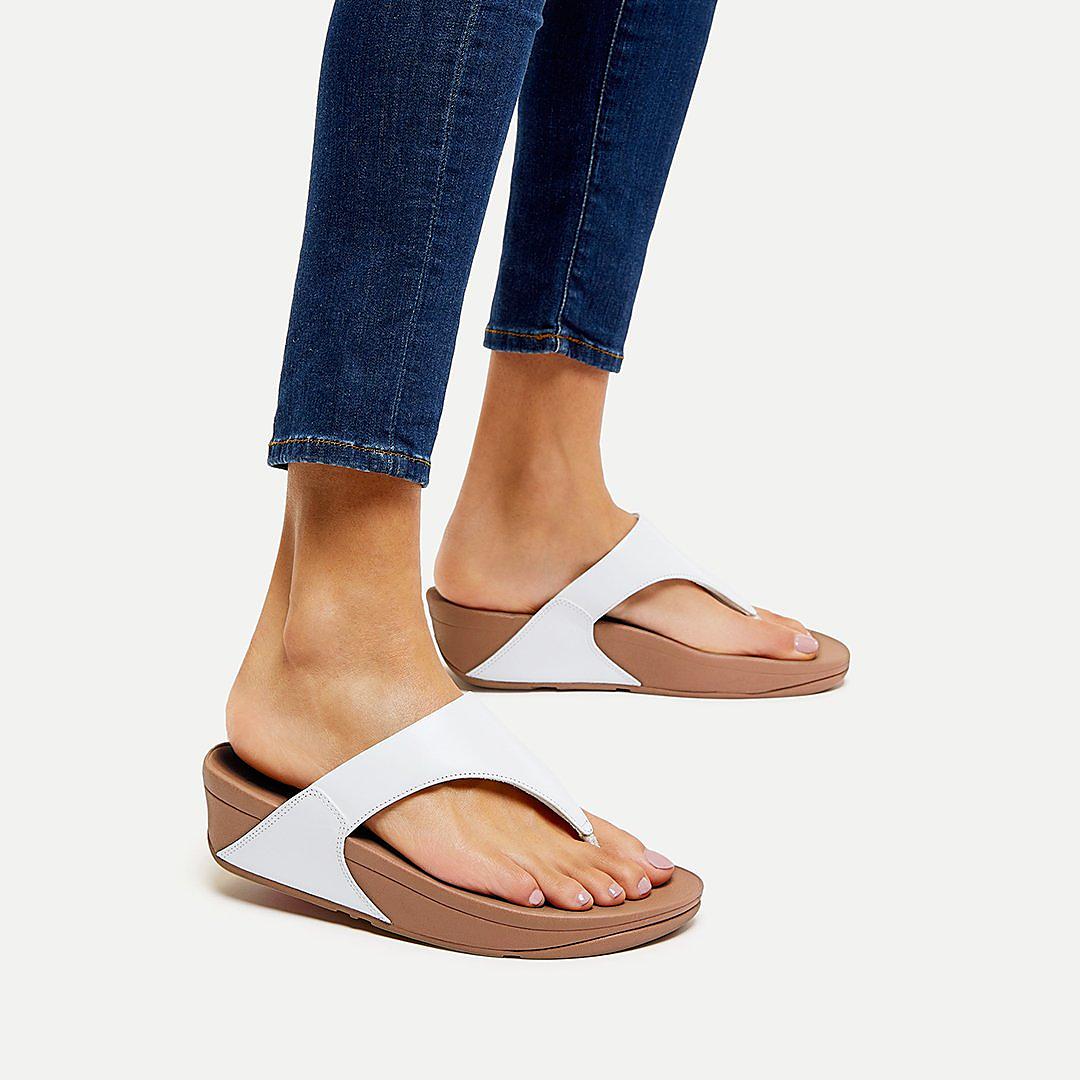 White Women's Fitflop LULU Leather Toe-Post Sandals | VQ4357896