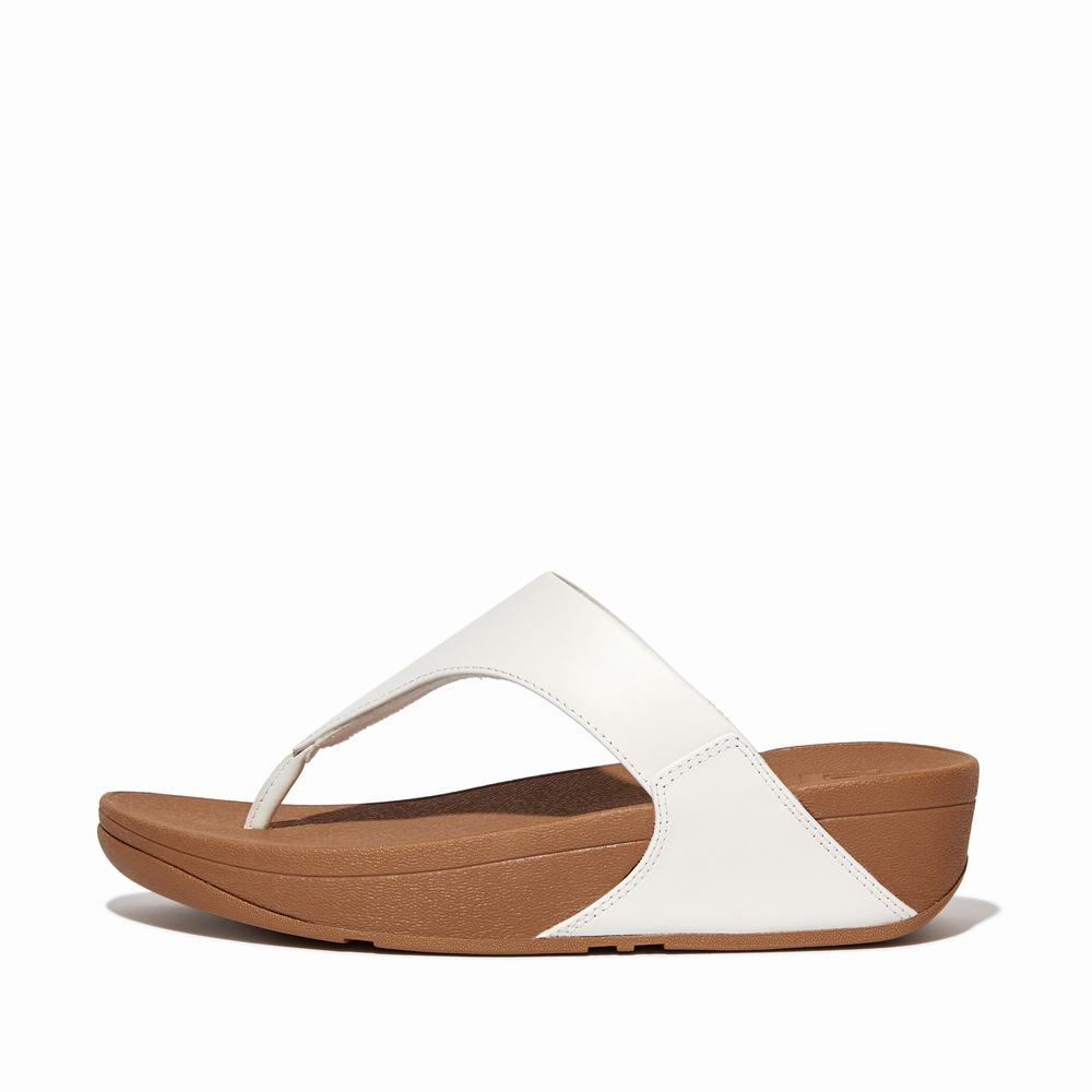 White Women\'s Fitflop LULU Leather Toe-Post Sandals | VQ4357896