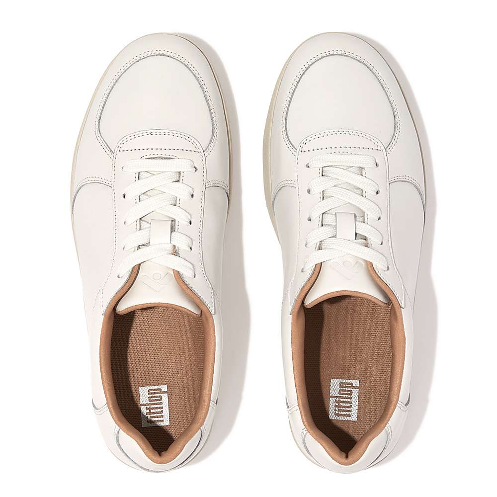 White Women's Fitflop RALLY Leather Panel Sneakers | MN6750483