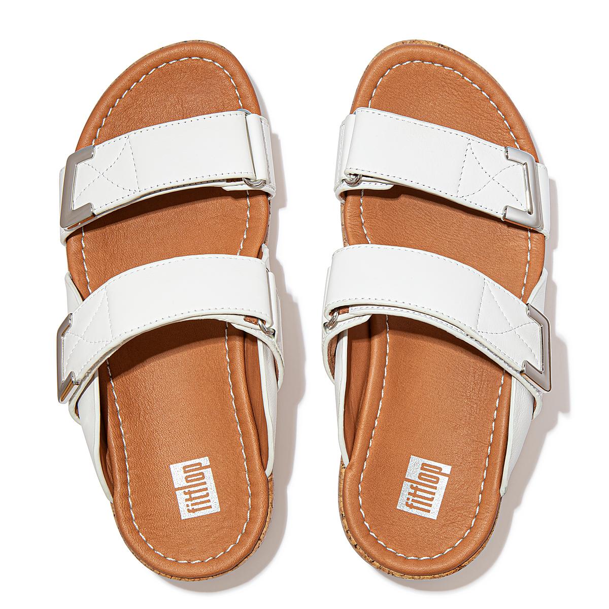 White Women's Fitflop REMI Adjustable Slides Sandals | RC8372165