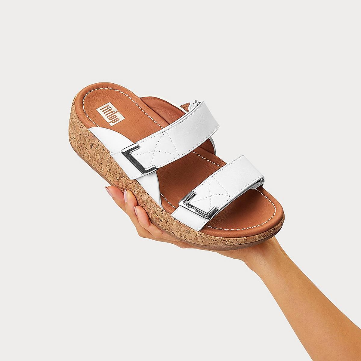 White Women's Fitflop REMI Adjustable Slides Sandals | RC8372165