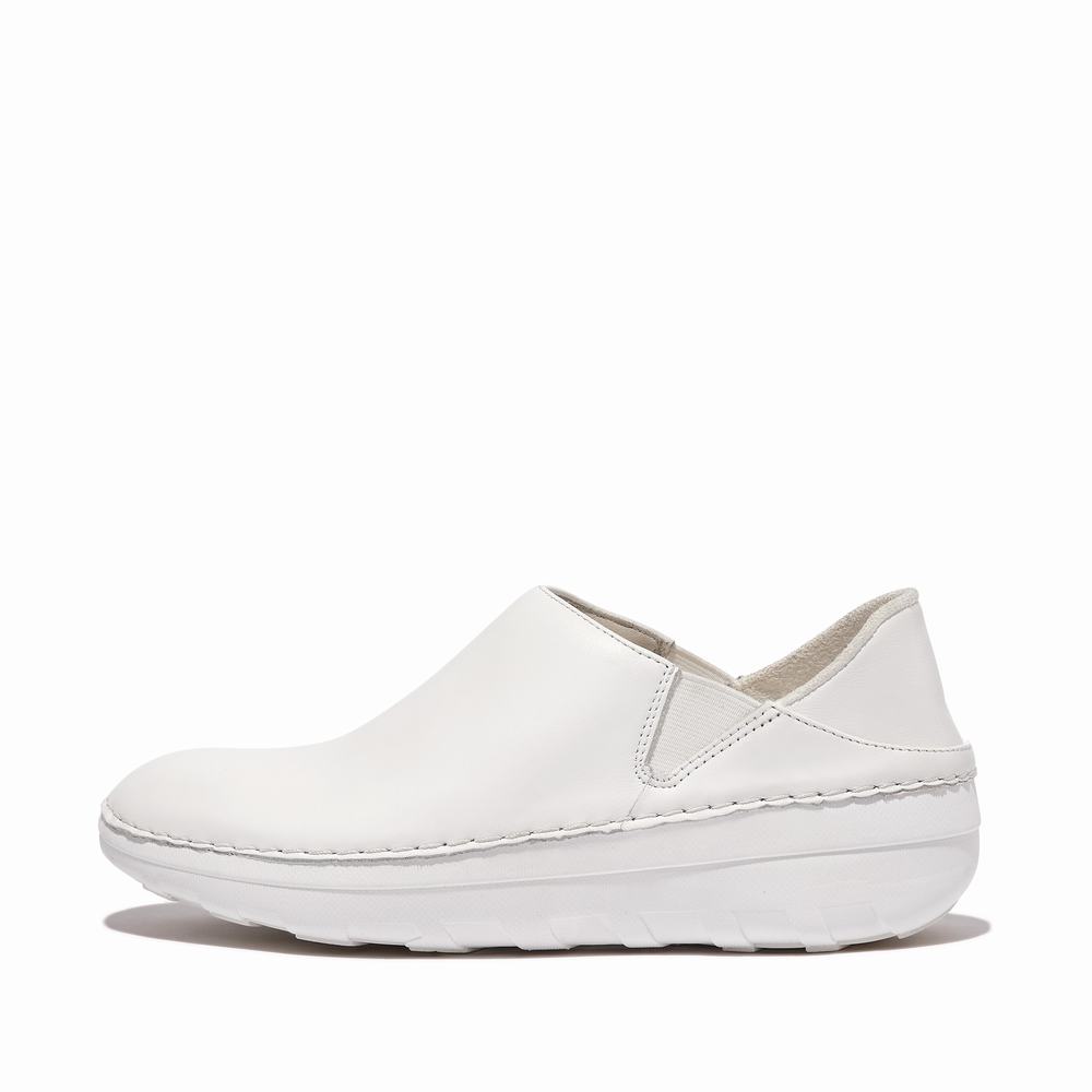 White Women\'s Fitflop SUPERLOAFER Leather Loafers | MQ9172805