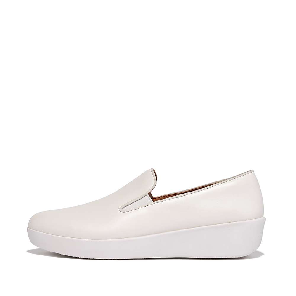 White Women\'s Fitflop SUPERSKATE Leather Loafers | QC8790453