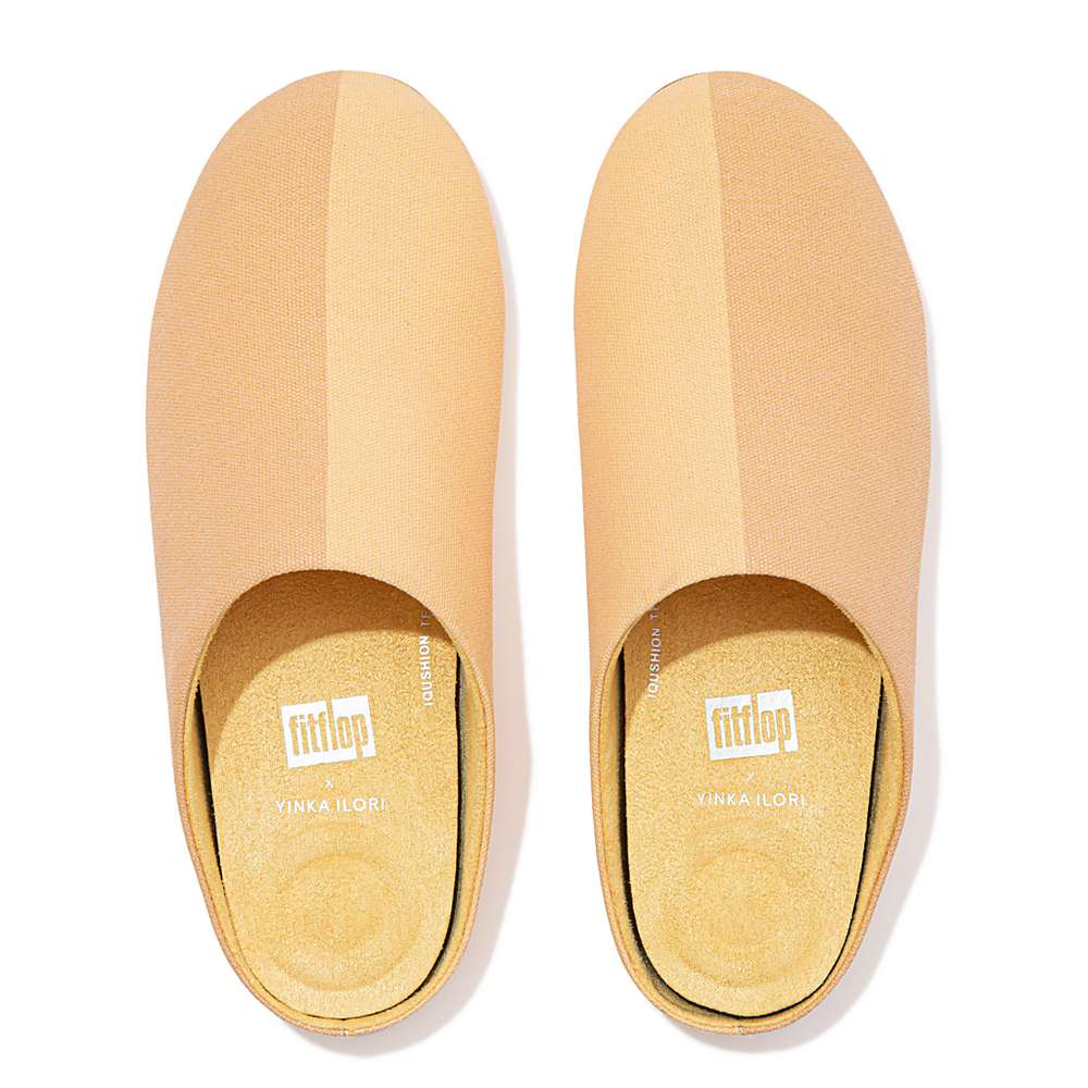 Yellow/Orange Women's Fitflop CHRISSIE X Yinka Ilori Canvas Slippers | EQ3698014