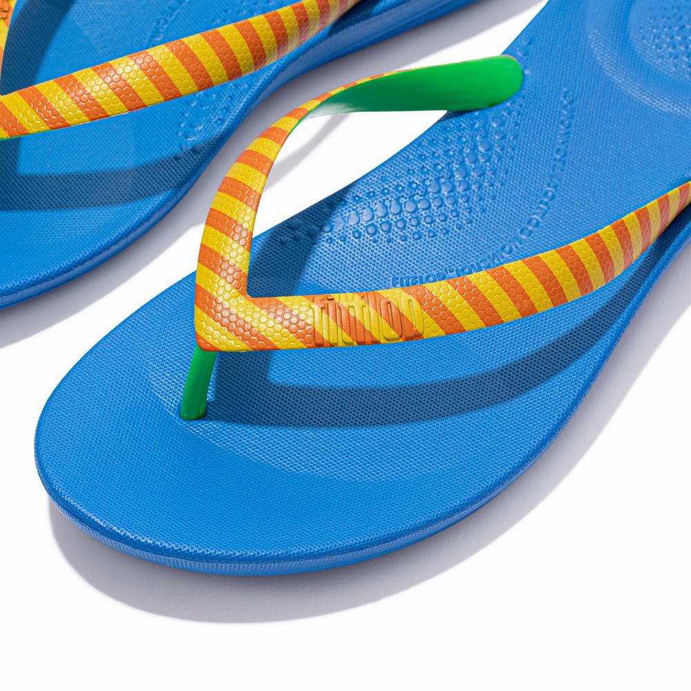 Yellow/Red Men's Fitflop IQUSHION X Yinka Ilori Flip Flops | GU4160579