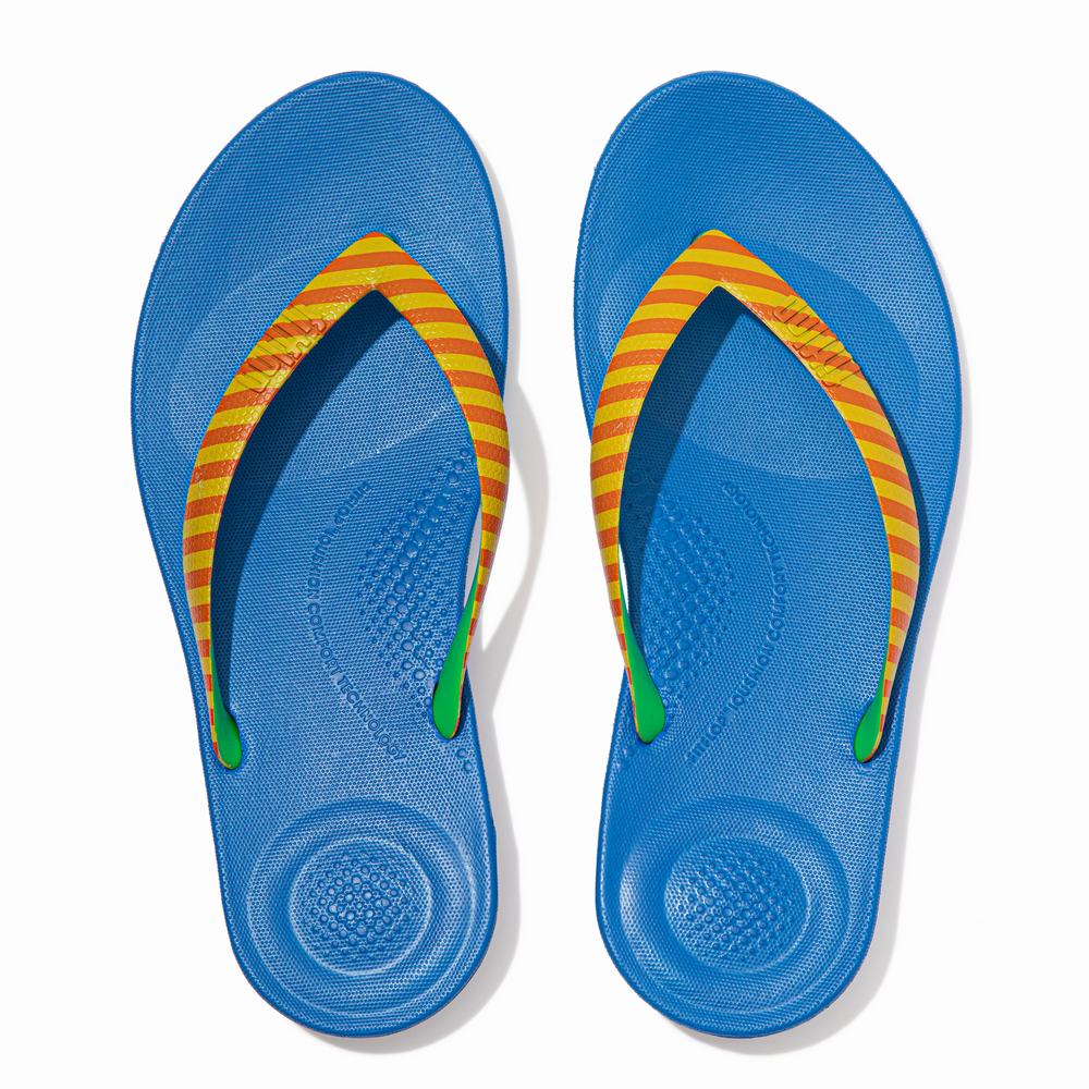 Yellow/Red Men's Fitflop IQUSHION X Yinka Ilori Flip Flops | GU4160579