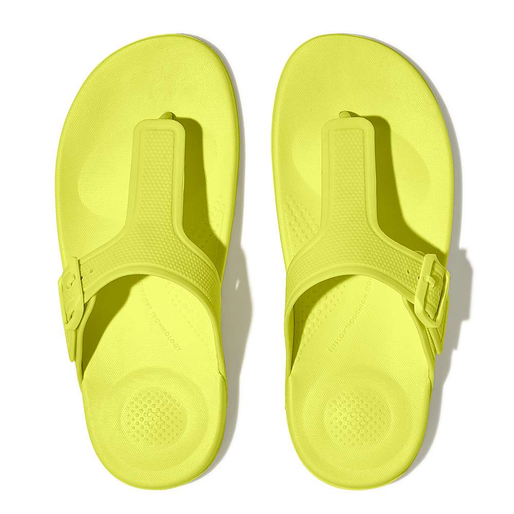 Yellow Women's Fitflop IQUSHION Adjustable Buckle Flip Flops | NK2685390