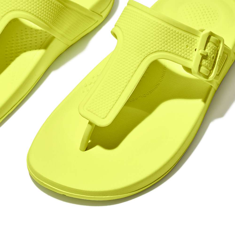 Yellow Women's Fitflop IQUSHION Adjustable Buckle Flip Flops | NK2685390