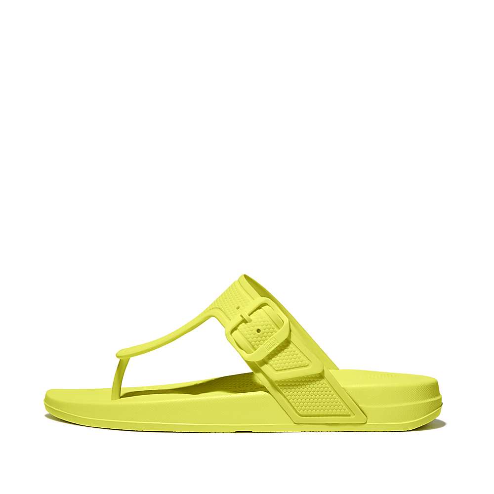 Yellow Women\'s Fitflop IQUSHION Adjustable Buckle Flip Flops | NK2685390